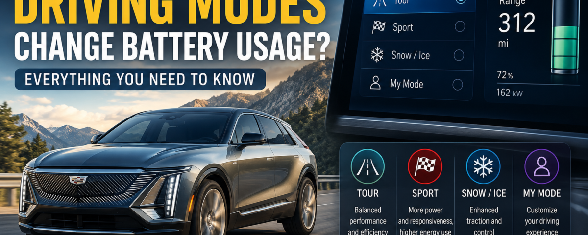 do the driving modes in cadillac lyriq offer different ranges or battery usages?