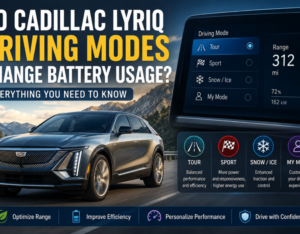 do the driving modes in cadillac lyriq offer different ranges or battery usages?